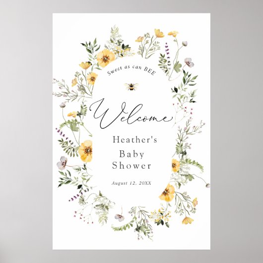Bijen en fijne wilde Baby showers Welkom Poster (Voorkant)