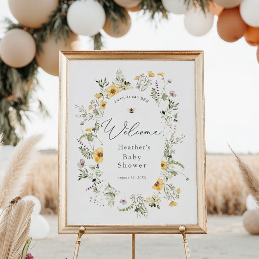 Bijen en fijne wilde Baby showers Welkom Poster