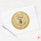 Bijen en Garland Amber Honey Ronde Sticker (Envelop)