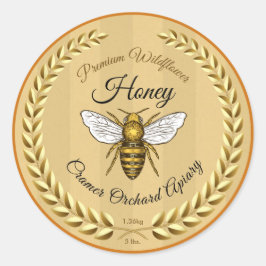 Bijen en Garland Amber Honey Ronde Sticker