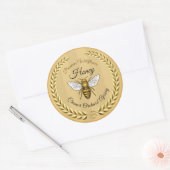 Bijen en Garland Honey Amber Gold Ronde Sticker (Envelop)