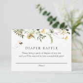 Bijen en Gele Wildbloemen Luier Raffle Enclosure Kaart (Staand voorkant)