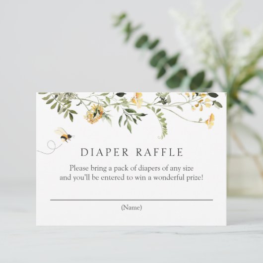 Bijen en Gele Wildbloemen Luier Raffle Enclosure Kaart (Staand voorkant)