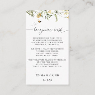 Bijen en Gele Wilde Bloem Honeymoon Wish Informatiekaartje