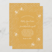 Bijen en gouden honingraat bruiloft kaart (Voorkant / Achterkant)
