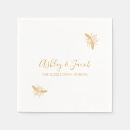 Bijen en Gouden Honingraat Patroon Bruiloft Servet