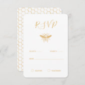 Bijen en gouden honingraat patroon RSVP 2 (Voorkant / Achterkant)