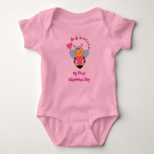 Bijen en hart van de Valentijnsdag (eerste baby) Romper (Voorkant)