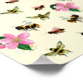 Bijen en hommels en vruchtenbloesems poster (Hoek)