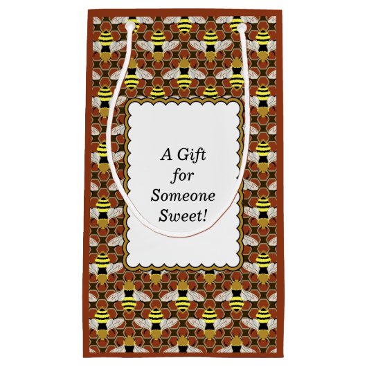 Bijen en Honeycomb Pattern Klein Cadeauzakje (Voorkant)