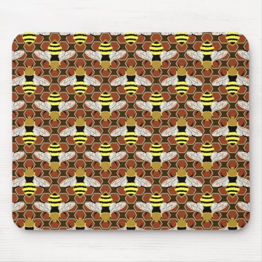 Bijen en Honeycomb Pattern Muismat (Voorkant)
