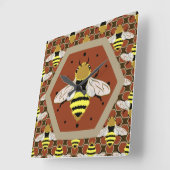 Bijen en Honeycomb Pattern Vierkante Klok (Hoek)