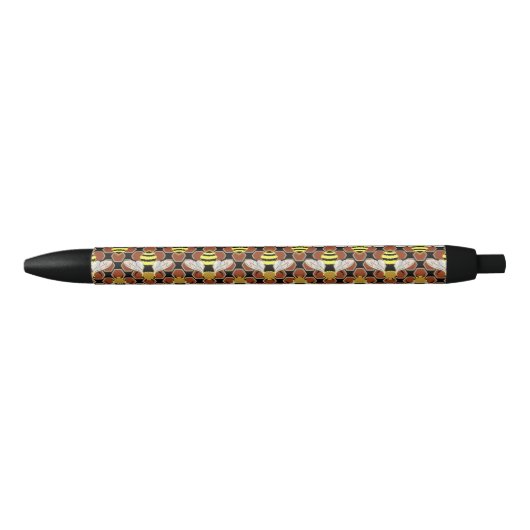 Bijen en Honeycomb Pattern Zwarte Inkt Pen (Voorkant)