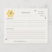Bijen en Honeycomb Vrijgezellenfeest Recept Kaart (Voorkant)