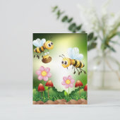 Bijen en honing briefkaart (Staand voorkant)