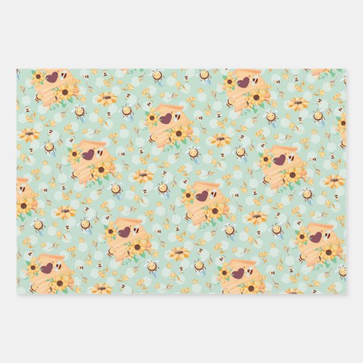 Bijen en Honing Schattige Verpakking Papier Bladen Inpakpapier Vel (Voorkant 3)