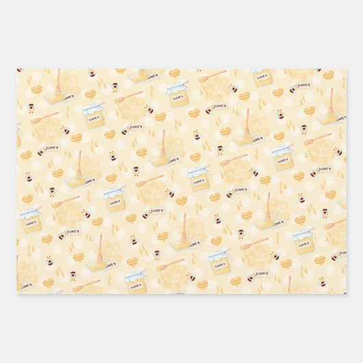 Bijen en Honing Schattige Verpakking Papier Bladen Inpakpapier Vel (Voorkant)