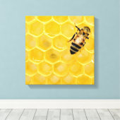 bijen en honingraat canvas afdruk (Insitu (Houten vloer))