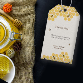 Bijen en honingraat dank u cadeaulabel