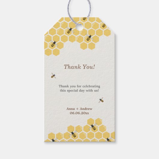 Bijen en honingraat dank u cadeaulabel (Voorkant)