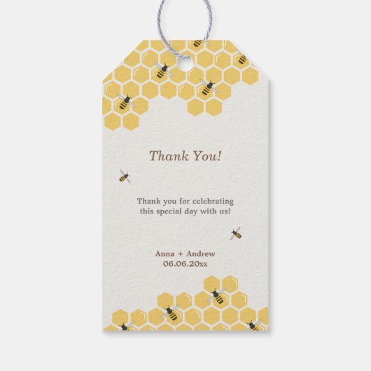 Bijen en honingraat dank u cadeaulabel (Achterkant)