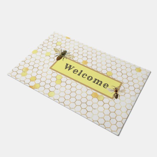 Bijen en honingraat deurmat (Schuin)