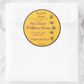 Bijen en honingraat met zwarte achtergrond ring ronde sticker (Tas)