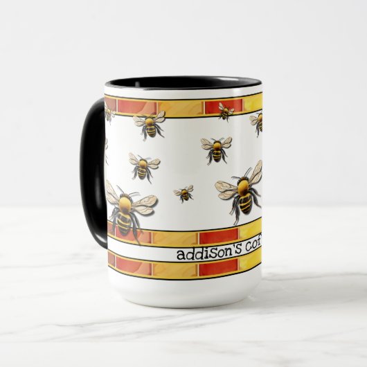 Bijen en honingraat mok (Voorkant links)