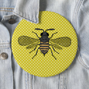BIJEN en Honingraat - Red de Bijen Ronde Button 6,0 Cm