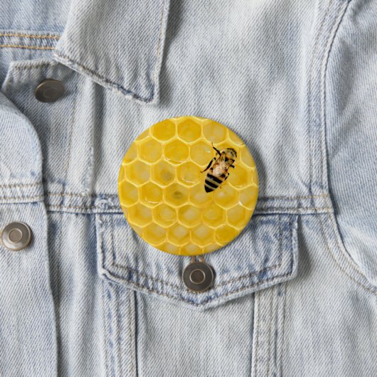 bijen en honingraat ronde button 7,6 cm (In situ)