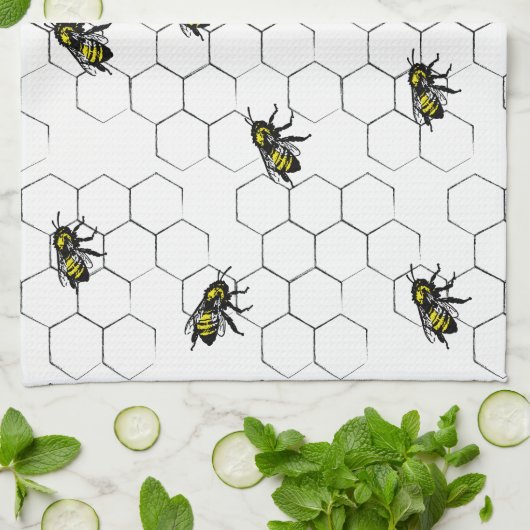 Bijen en Honingraat Theedoek (Gevouwen)
