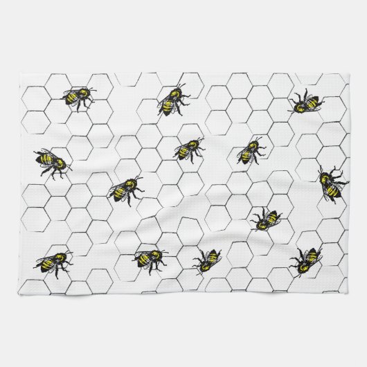 Bijen en Honingraat Theedoek (Horizontaal)