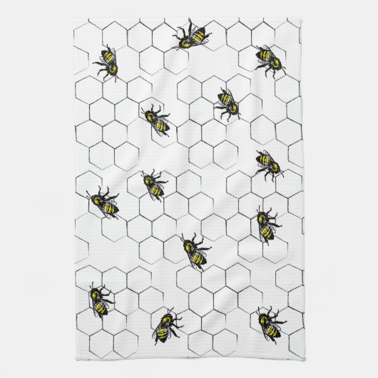 Bijen en Honingraat Theedoek (Verticaal)