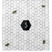 Bijen- en honingraatdouchergordijn douchegordijn (Voorkant)