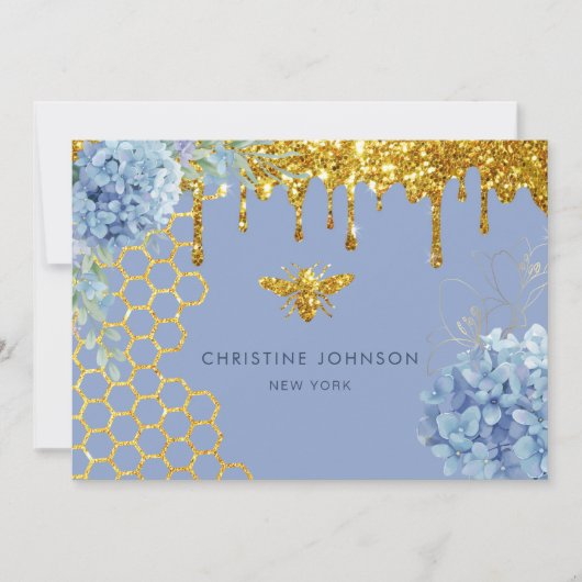 Bijen en hortensia bloemen kaart (Voorkant)