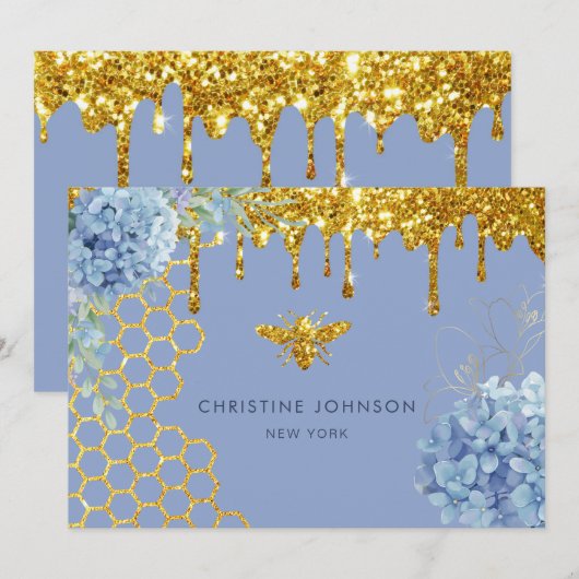 Bijen en hortensia bloemen kaart (Voorkant / Achterkant)