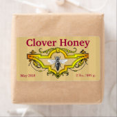 Bijen en Klaver Gouden Honing Jar Etiket (Insitu)
