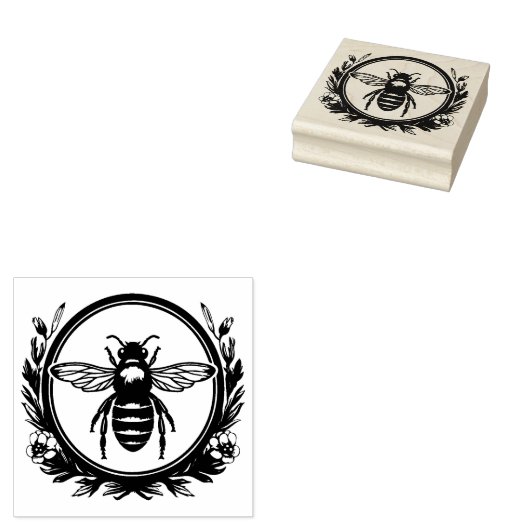 Bijen en krans rubberstempel (Gestempeld)
