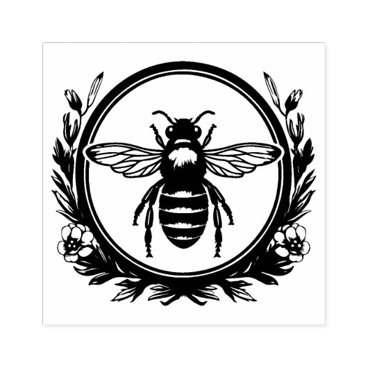 Bijen en krans rubberstempel (Afrduk)