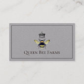 Bijen en kroon bijenstal grijs visitekaartje (Voorkant)