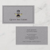 Bijen en kroon bijenstal grijs visitekaartje (Voorkant / Achterkant)