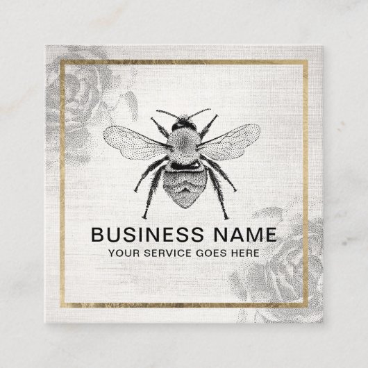  bijen en langwerpige bijenteelt, goudvormig vierkante visitekaartje (Voorkant)