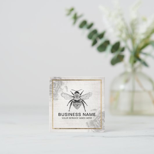  bijen en langwerpige bijenteelt, goudvormig vierkante visitekaartje (Staand voorkant)