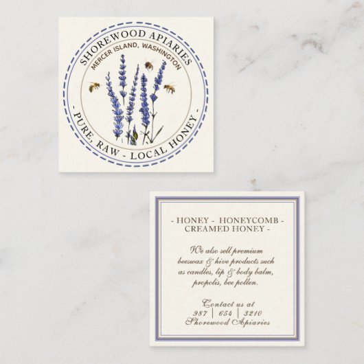 Bijen en lavendel-Visitekaartje Vierkante Visitekaartje (Voorkant / Achterkant)