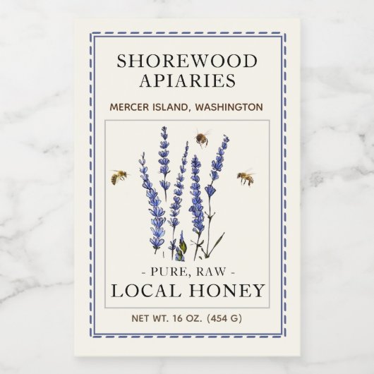 Bijen en lavender 2"x3" honingetiket voedselcontainer etiket (Enkel label)