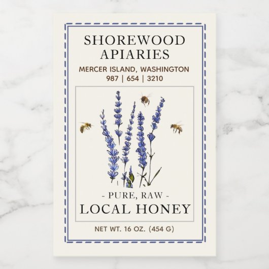 Bijen en lavender 2"x3" honingetiket voedselcontainer etiket (Enkel label)