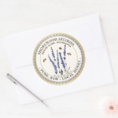 Bijen en lavender Honey Ivory Metallic Gold Ronde Sticker (Envelop)