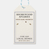 Bijen en lavender-honingetiket Blauw-streepjesgren Cadeaulabel (Voorkant)