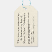 Bijen en lavender-honingetiket Blauw-streepjesgren Cadeaulabel (Achterkant)