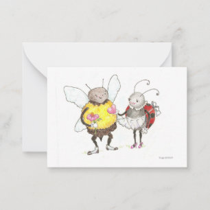 Bijen en lieveheersbeestje kleine valentijn notitiekaartje